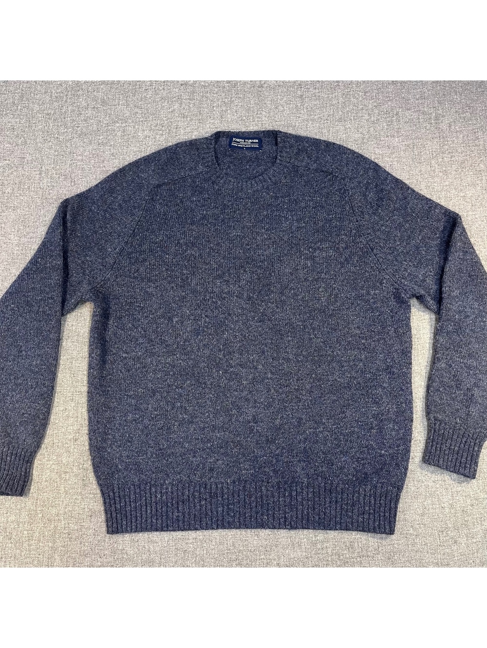 Joseph Turner Men’s Shetland Wool Crewneck Sweater Blue, L
